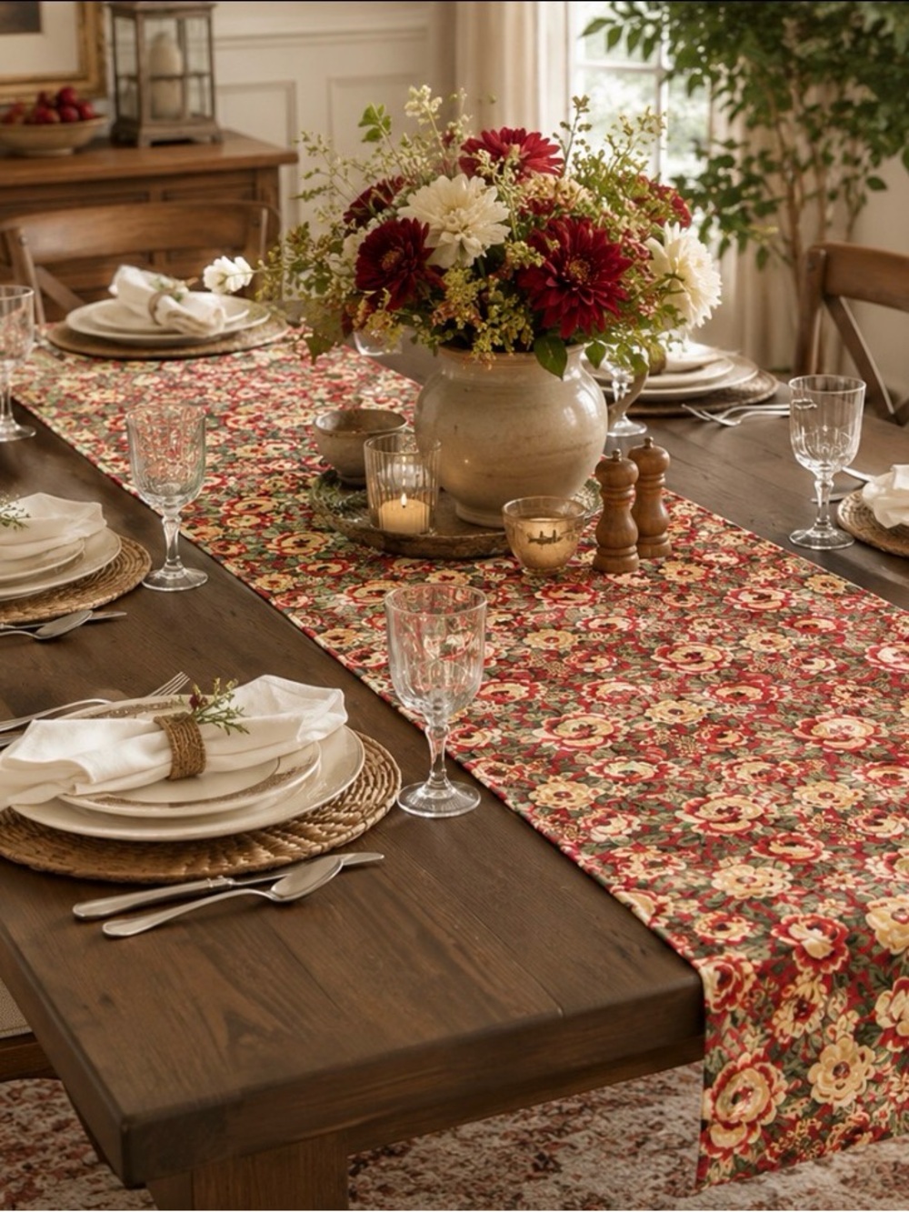 NWT vintage April Cornell table runner 73”x13” cotton floral print